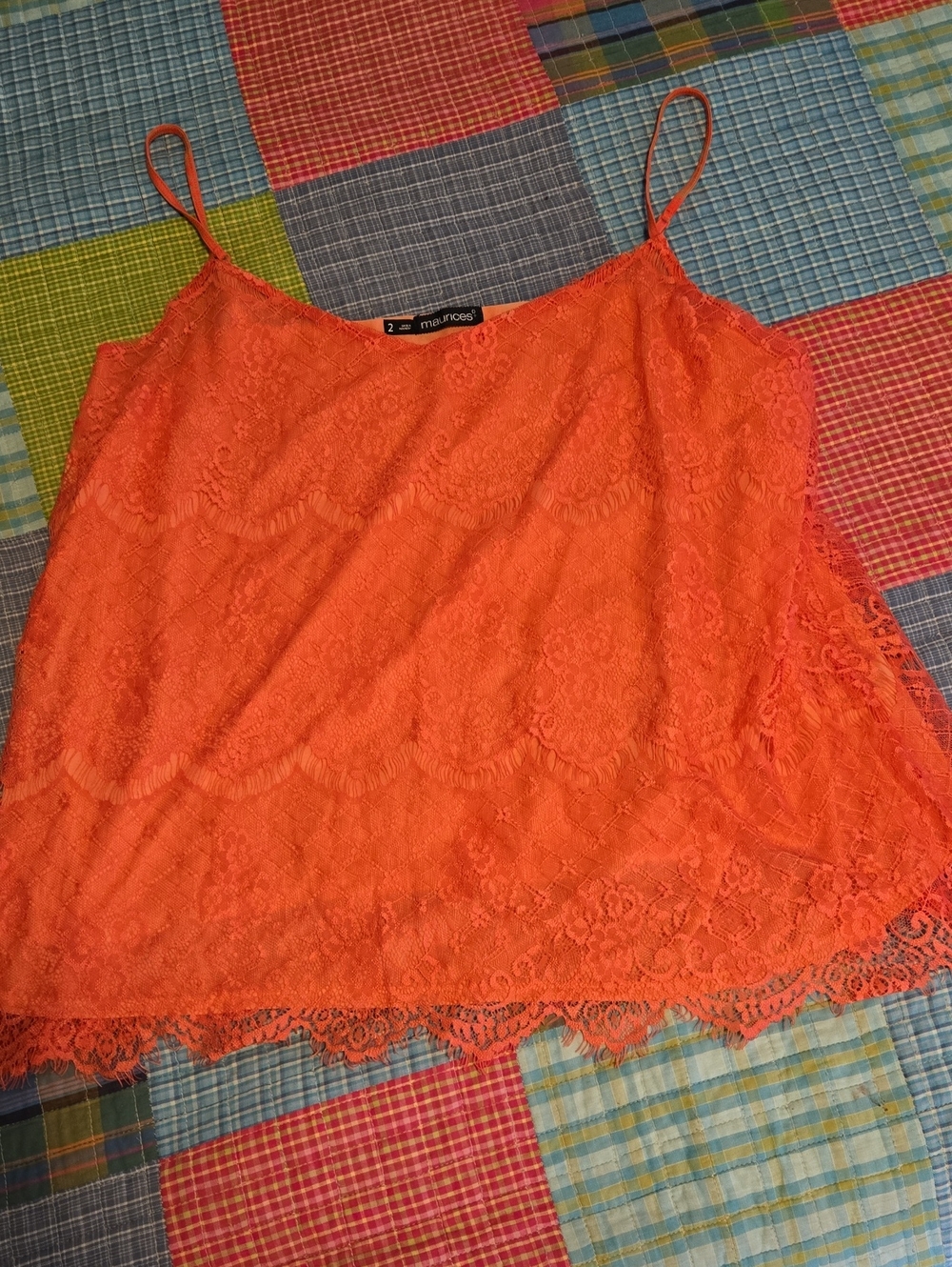 Mango Orange Lace Spaghetti-Strap Cami